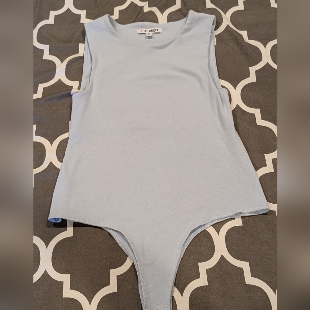Steve Madden Body Suit Medium Blue Small Makeup Mark Sleeveless